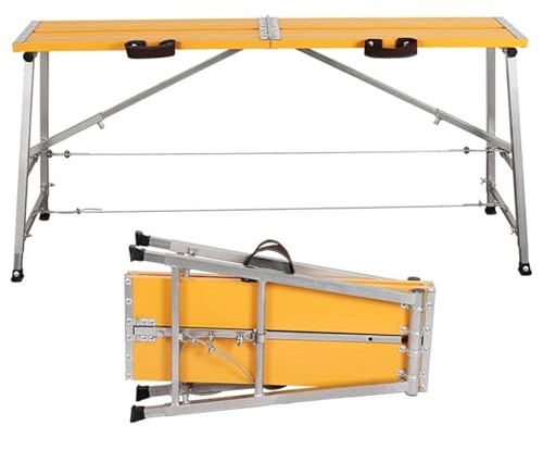 DRFGNF Andamio Plegable de Aluminio con Altura Ajustable, Resistente, 70 (118 cm), Capacidad de 881 lbs (400 kg), Superficie Antideslizante. Ideal para Trabajos de construcción