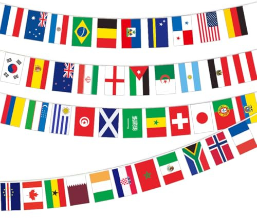 HAPZUR Banderines 42 Países de 2026 de la Copa del Mundo, 1 pieza de tela doble cara, Decoración de Fiestas, del Mundo, Decoraciones para Futbol Mundial 2026, Guirnalda de Banderas(14 x 21 cm)