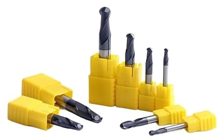 HRC60 VHM Kugelfräser, 2 Schneiden CNC Fräser aus Wolframcarbid für Stahl, Formenbau, Metallbearbeitung und Fräsmaschine(R8*16D*100L)