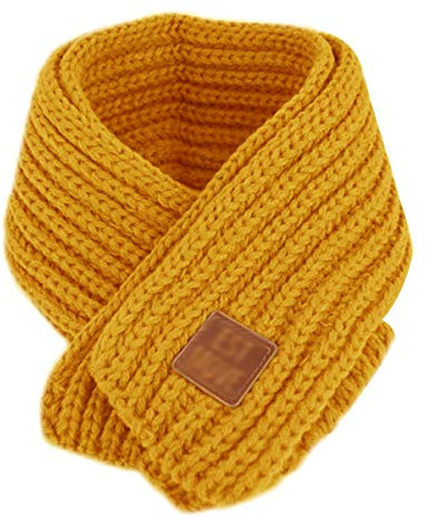 LA HAUTE Boy's Neck Warmer Solid Color Wool Knit Scarf, Yellow, One Size