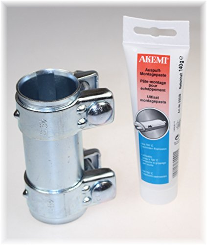 BayWorld Auspuff Universal Rohrverbinder 45x125mm mit Montagepaste 140g AKEMI
