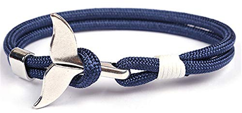 EXINOX Pulsera Nautica Ballena | Hombre Mujer | Vida Marina Mar | Color Plata (Azul Y Blanco)