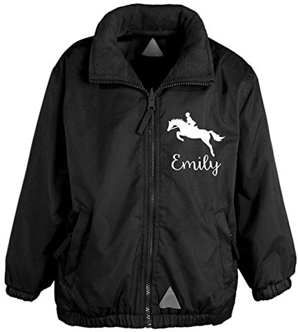 Edward Sinclair Chaqueta de equitación para niñas con nombre personalizable, Negro, 7-8 Años