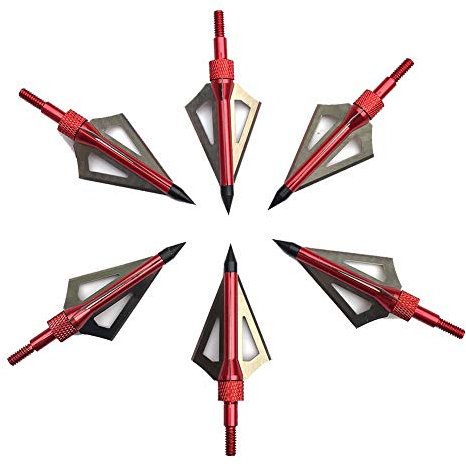 Chiloskit 6pcs 100 Getreidejagd Pfeile Jagd Kleinwild Hammer Armbrust Compound Bogen Pfeilspitzen (6 Stück Rote Jagdpfeile)