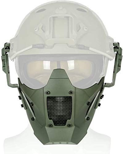 Masque De Protection Demi-Visage Tactique Airsoft, Utilisé pour Le Tir De Chasse Au Paintball Airsoft, Adapté Aux Rails De Casque Rapides