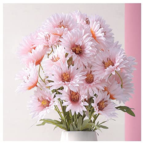 WYFC Lebensleine künstliche Blumensträuße, 6 Stiele Lange Stammsimulation Gerbera for Hausgarten Hochzeitsfeierdekorationen (Color : Light pink)