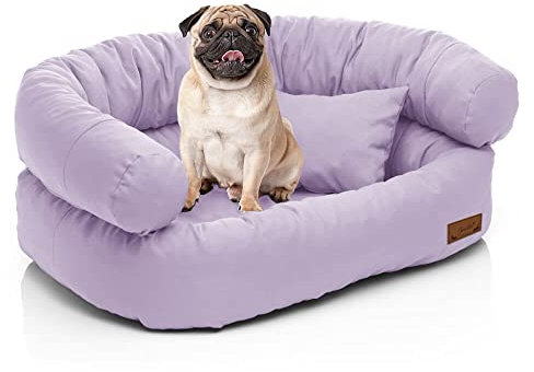 Juelle Kleinkind Hundebett - Kleinkind Hunde Sofa, Abnehmbarer Bezug maschinenwaschbar, flauschiges Bett, Hundesessel Santi S-XXL (Größe: S - 70x50cm, Heidekraut)