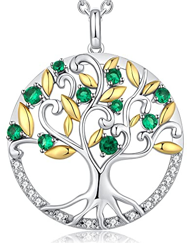 Jiahanzb Collana Albero Della Vita con Cristalli di Zirconia Cubica Collana Donna, Idee Regalo Festa Della Mamma Regalo Donna Originale per Mamma Lei Compleanno Anniversario