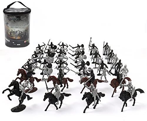 ISAKEN 60 Stück Soldaten Spielzeug Figuren Set, ,Militär Spielzeug Warriors Horses Soldiers Militärfiguren-Set, Miniatur Spielzeug Soldaten Militärspielset