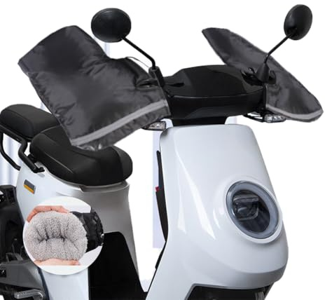 Lenkerhandschuhe Motorrad Lenkerstulpen Winter Lenker Handschuhe Universal Motorradlenker Stulpen Handwärmer Reflektierend Handschuhe Dick Plüsch Lenkermuffen Wasserdicht Gloves Fahrrad Scooter