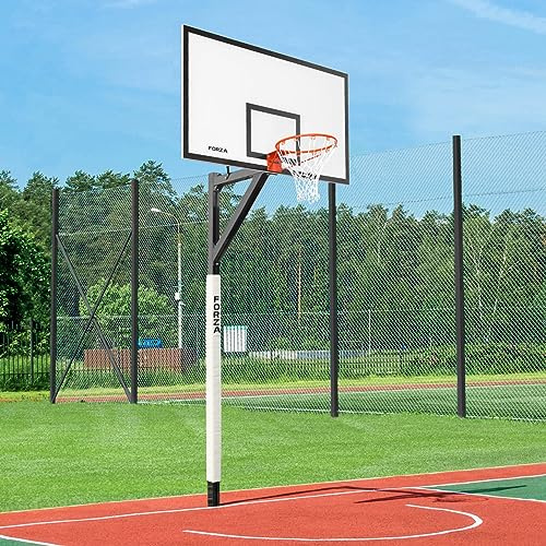 FORZA Alu80 Basketballkorb mit Bodenhülsen | 2X Größe des Korbbretts | Robust & Freistehend