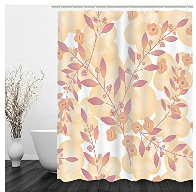 Hoisy Duschvorhänge für Badewannen, Shower Curtains Anti Mould AST Rosa Braun Größe 180X180CM
