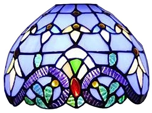BOTOWI Tiffany Lampenschirm Ersatz, braunes Buntglas Barock rote Perlen Lampenschirm nur 1-5/8-Zoll Fitter Öffnung für Kronleuchter, Wandleuchte, Pendelleuchte, Tischlampe,Blau,8“