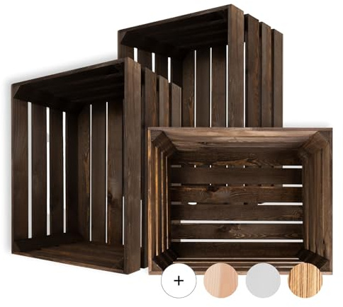 Creative Deco Cassetta in Legno Marrone Venge, 50 x 40 x 30 cm | Finitura marrone Venge, stile vintage, contenitore grande per giochi, vestiti e altri oggetti