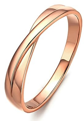 AMDXD Eheringe 18K 750 Rose Gold, Solitärring Doppel Kreuz Knot Diamantring, Gr.62 (19.7), Echtschmuck