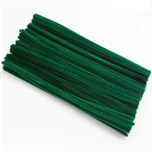 100 Stück Pfeifenreiniger, Dunkelgrün Pfeifenreiniger Chenilledraht 30cm, Pfeifenputzerdraht für Handwerk DIY Craft Projekt Chenilledraht Biegeplüsch zum Basteln und Dekorieren Pipe cleaner dark green
