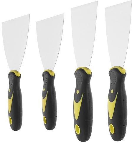 Mikikit 4pezzi Palette Spatula Inossidabile Con Manico Per Riparazione Pareti e Applicazione Da Parati e Conservare Diverse Per Ogni Esigenza
