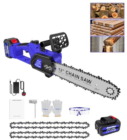 Banas 12 Cordless Chainsaw 600W Electric Chainsaw | Brushless Pure Copper Motor | with 4000mAh Battery, Oiling System, Handheld Electric Saw for Branch Pruning, Wood Cutting & Day-to-Day Tasks