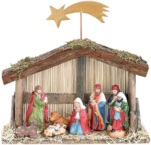 PEARL Weihnachtskrippe Figuren: Weihnachts-Krippe (10-teilig), Versandrückläufer (Weihnachtskrippe Porzellanfiguren, Weihnachtskrippen Set, Kinder)