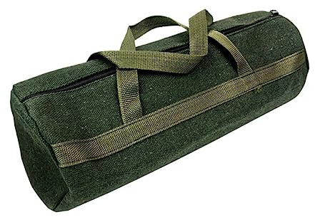 Portable Auto Tool Pouch Green Canvas round Shape for Auto Repair | Lightweight, Waterproof Build, Tool Organization for Equipment, Portable Carry for Breakdown and Repair Tasks