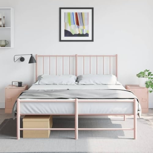 qohoio Nachttische 2 STK. Bedside Table Tisch Wohnzimmer Nachttischschrank Beistelltisch Nachttische Rosa 34,5x39x44 cm Stahl - 841610