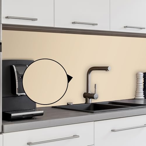 WALLando Premium Küchenrückwand, individueller Größenzuschnitt – Einfach zu montierende PVC-Wandverkleidung für die Küche – Hitzebeständiger Spritzschutz aus Kunststoffplatten – Beige Creme