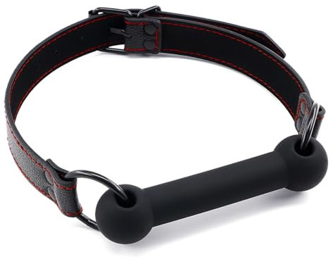 Costrizione BDSM Bavaglio Sessuale in Silicone a Bocca Aperta, Bavagli per Bondage in Silicone, Bavaglio SM Giocattoli Sessuali in Pelle, Bavagli a Sfera Bondage in Silicone per Giochi SM (Nero)