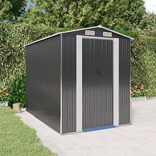 ShGaxin Geräteschuppen, Gartenhaus, Gerätehaus, Fahrradgarage, Gartenhütte, Geräte Schuppen, Gartengerätehaus, Hellgrau 192x274x223 cm Verzinkter Stahl