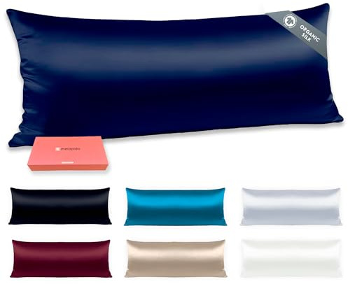 90 x 45 cm Color Azul Navy. Funda de Almohada de Seda Seda 6A Mulberry de 22 Momme. Termoreguladora, hipoalergénica, cuida de tu Piel y tu Cabello. Certificada Oeko-Tex y Gots.