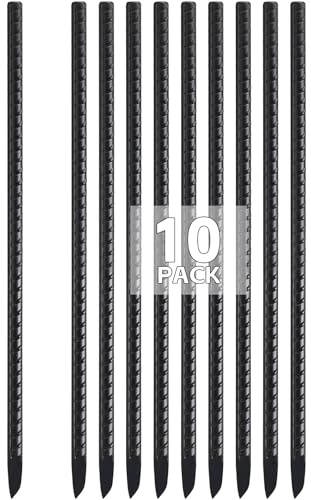 Picchetti stabili 40 cm, ancoraggio a terra dritto, per tenda di ancoraggio a terra, picchetti stabili da giardino, campeggio, tenda e esterni, 10 pezzi, colore nero