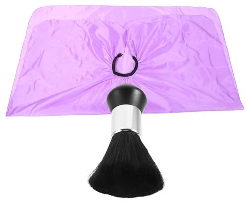 FRCOLOR Cape De Barbier Avec Brosse à Poussière Pour Coupe De Cheveux Coiffure Et Nettoyage Col Élastique Réglable Pour Homme Et Femme Usage Salon Et Maison