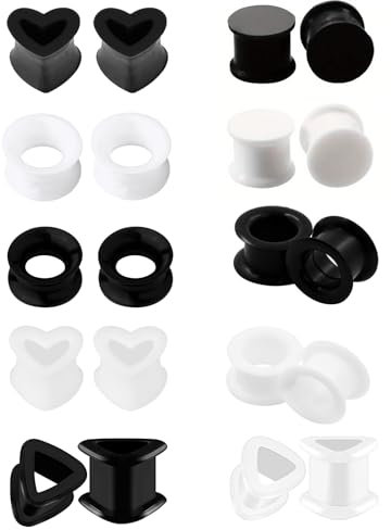 Hernin Silikon Flesh Tunnel,8 Stück Flesh-Tunnel Aus Silikon, Plug Double Flared Ohr Piercing Schmuck 6/8/10/12/14/16mm (6MM)