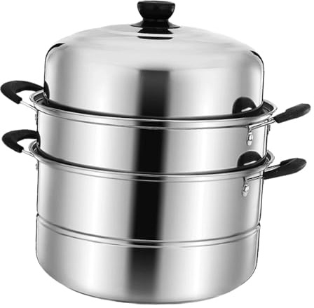 Sharplace Olla de con Tapa de vaporera de Alimentos de 3 Niveles para cocinar Olla de para arroz, 28cm