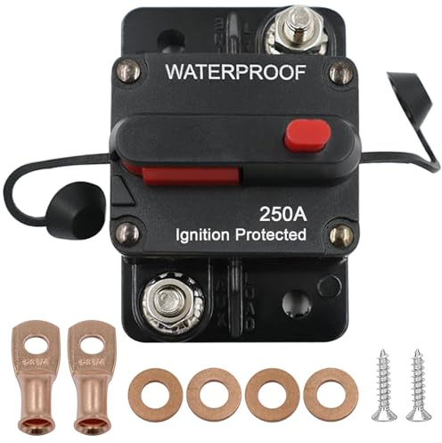30 40 50 60 70 150 200 250 300A Schutzschalter Sicherungshalter mit Manuelles Reset für Auto Boot LKW RV Yacht Audio Leistungsschalter Wiederherstellbar 12V 24V 48V DC Sicherungsautomat (250A)
