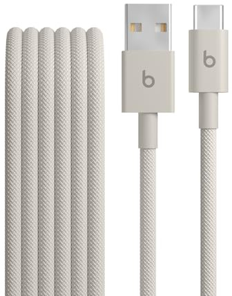 Beats USB-A vers USB-C Câble tissé , charge rapide, design durable et anti-nœuds, chargeur compatible pour les appareils Apple et Android (1,5 m) - Gris éclair