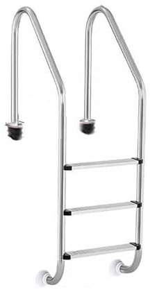Swimming Pool Ladder,2/3 Steps Swimming Pool Step with Curved Armrest,Pool Entry and Exit Step for Ground Pools Water Park Fish Pond(Pre-buried,3-Steps1.0mm)