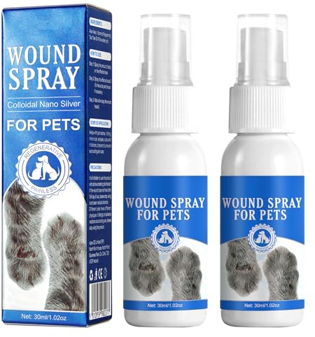 GNAUMORE Protección de Heridas Picazón Perro Gato,Cuidado de Heridas y Piel para Perros y Gatos,Spray de Limpieza para Mascotas de Cicatrizante,para Limpieza y Cuidad,30ml,2PC