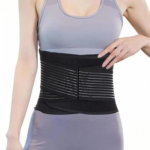 TJHDSF Faja Lumbar, Faja Lumbar de Soporte Fuerte, Fascia Lombare para Hombres Y Mujeres, con 8 Varillas MetáLicas Elásticas de Soporte Deportiva, Ortopédica, Alivia la Espalda, Ciática (Negro, L)