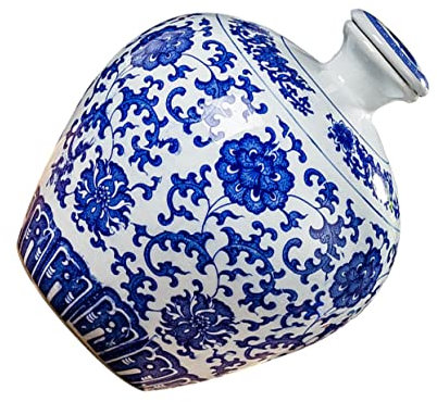 OUNONA Keramik Weintopf Mit Deckel 5-Liter Handbemalter Sake Gefäß Zarter Weinbehälter Desktop Dekor Glatte Oberfläche Für Geschenk Und Alltag