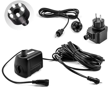 Springbrunnen Pumpe SP1 generalüberholt Springbrunnenpumpe mit 1 LED Ring Beleuchtung für Gartenbrunnen Wasserspiel