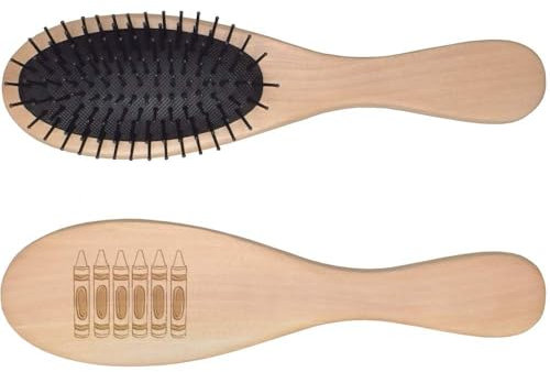 Azeeda 'Row of Crayons' Wooden Hairbrush (HA00055494)