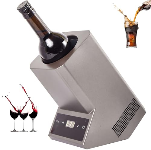Enfriador De Vino Eléctrico Portátil, Enfriador De Vino Individual De Acero Inoxidable, Enfriador De Botellas De Vino De 750 Ml, Frío 24 H, para Vino Tinto Y Blanco De 9,5 Cm De Diámetro