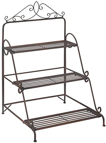 Outsunny 3 Tier Metal Plant Stand, Ladder Flower Pot Display Shelf, Storage Organiser Rack for Indoor Outdoor Patio Balcony Garden