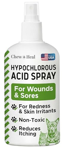 Chew + Heal Labs Hypochlorous Acid Spray for Dogs – 120ml (4oz) Dog Wound Spray for Cuts, Burns, Sores, Abrasions, and More – Non Toxic and Chemical Free HOCI Wound Care