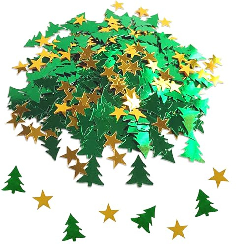 Christmas Glitter Confetti, Tree Metallic Foil Confetti, Red Green Party Scatter Xmas Sequins Sprinkles for Winter Christmas Party Supplies Table Decorations (Star)