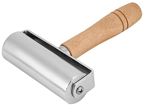 CHICIRIS Rodillo de Cuero Hecho a Mano, Herramienta Artesanal de Acero Al Carbono Duradera para Trabajar el Cuero, Superficie Lisa, de Madera Antideslizante, Adecuado para Uso Prolongado (Madera de