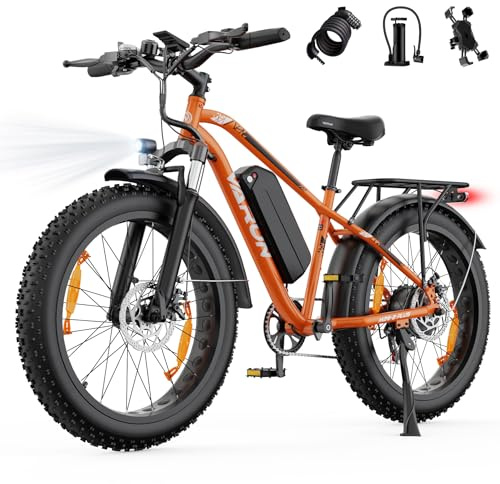 VARUN E Bike, E-Bike Herren mit 26 * 4.0 Fat Tire, 48V 18AH Akku, Bis zu 150 km, 85Nm 250W Motor, 25 km/h, Offroad Ebike Mountainbike mit 7-Gang, All-Terrain Elektrofahrrad Herren, EU-Konformes