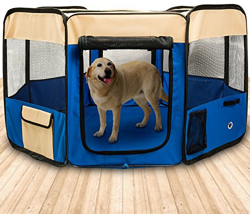 BIGWING Style Welpenlaufstall/Tierlaufstall/Welpenauslauf/Laufstall für Hunde Faltbar abnehmbaren 8 Plattens für Kleintiere wie Hunde, Katzen，Hase - XL