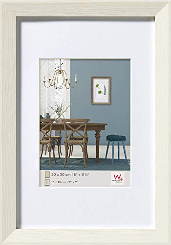 walther design Bilderrahmen weiss 50 x 60 cm mit Passepartout, Fiorito Holzrahmen EF060W
