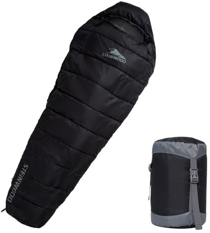 Steinwood Premium Schlafsack koppelbar extra breit 3-4 Season 210cm - Outdoor-Schlafsack, Mumien-Schlafsack, Hütten-Schlafsack